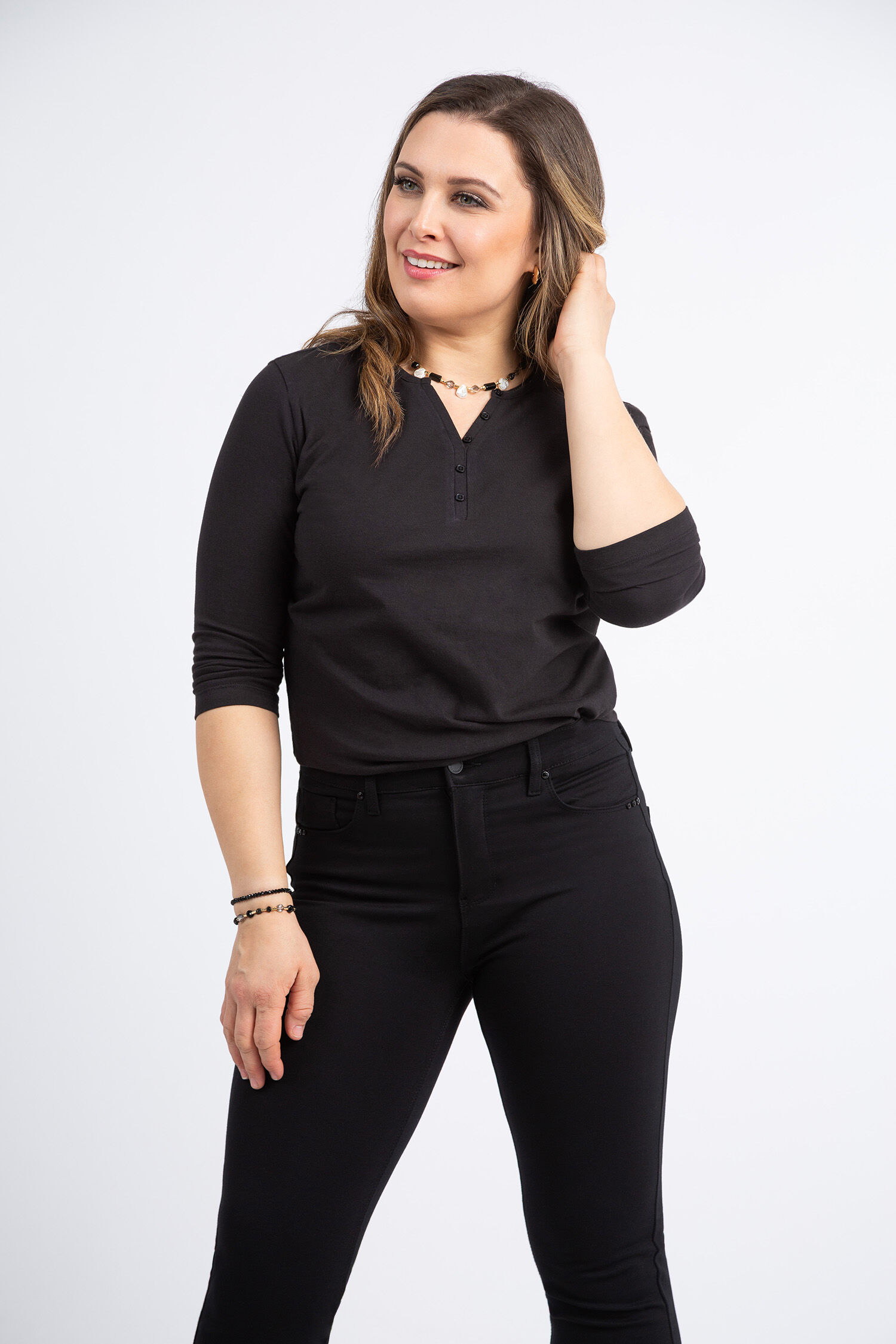 &frac34; Sleeve Henley Tee Image 2