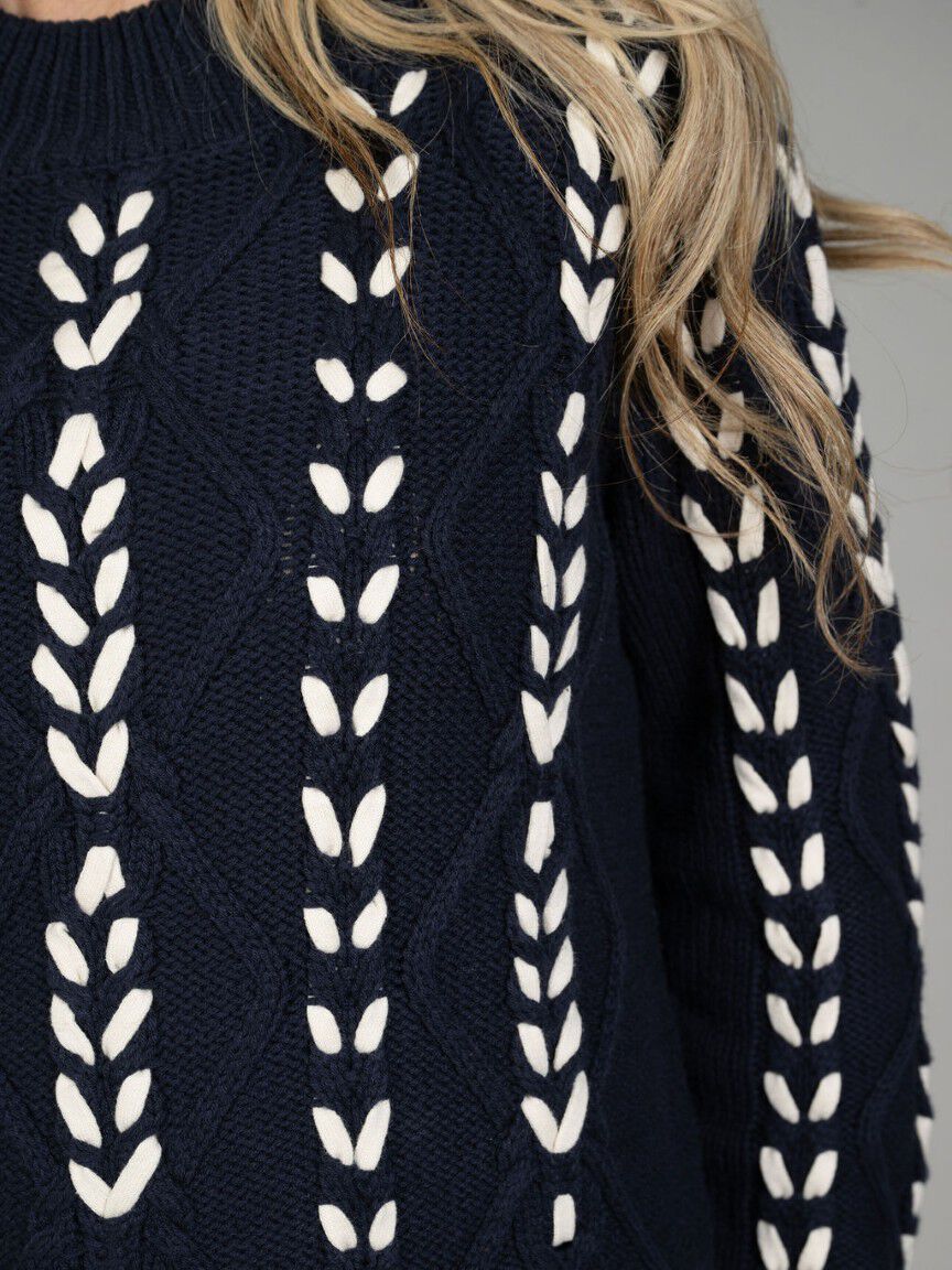 Cable Knit Mock Neck Sweater