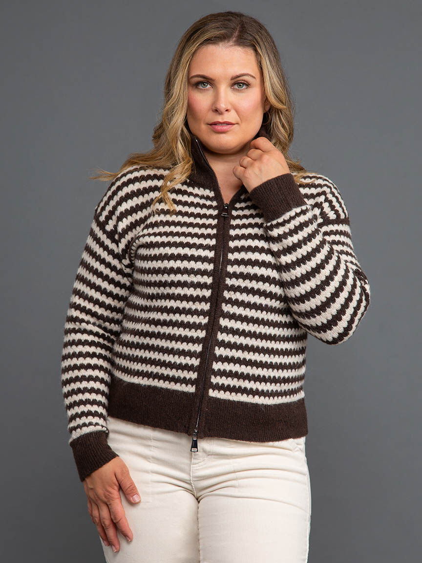 Zip-Up Mock Neck Cardigan