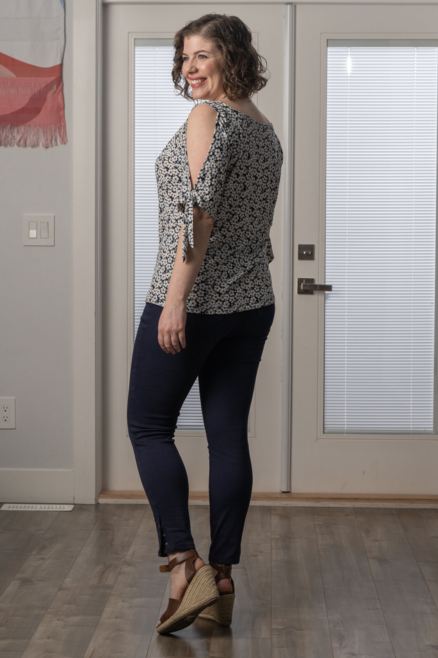 Elbow Tie Cold Shoulder Top Image 3