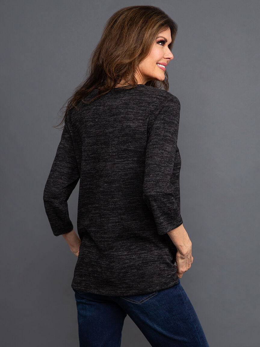 &frac34; Sleeve Top w/ Asymmetrical Hem Image 4