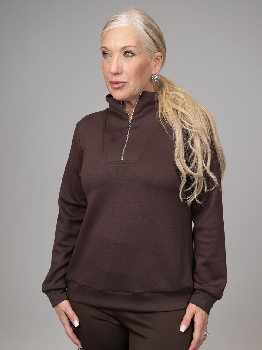 Long Sleeve Scuba Zip-Up Sweatshirt 