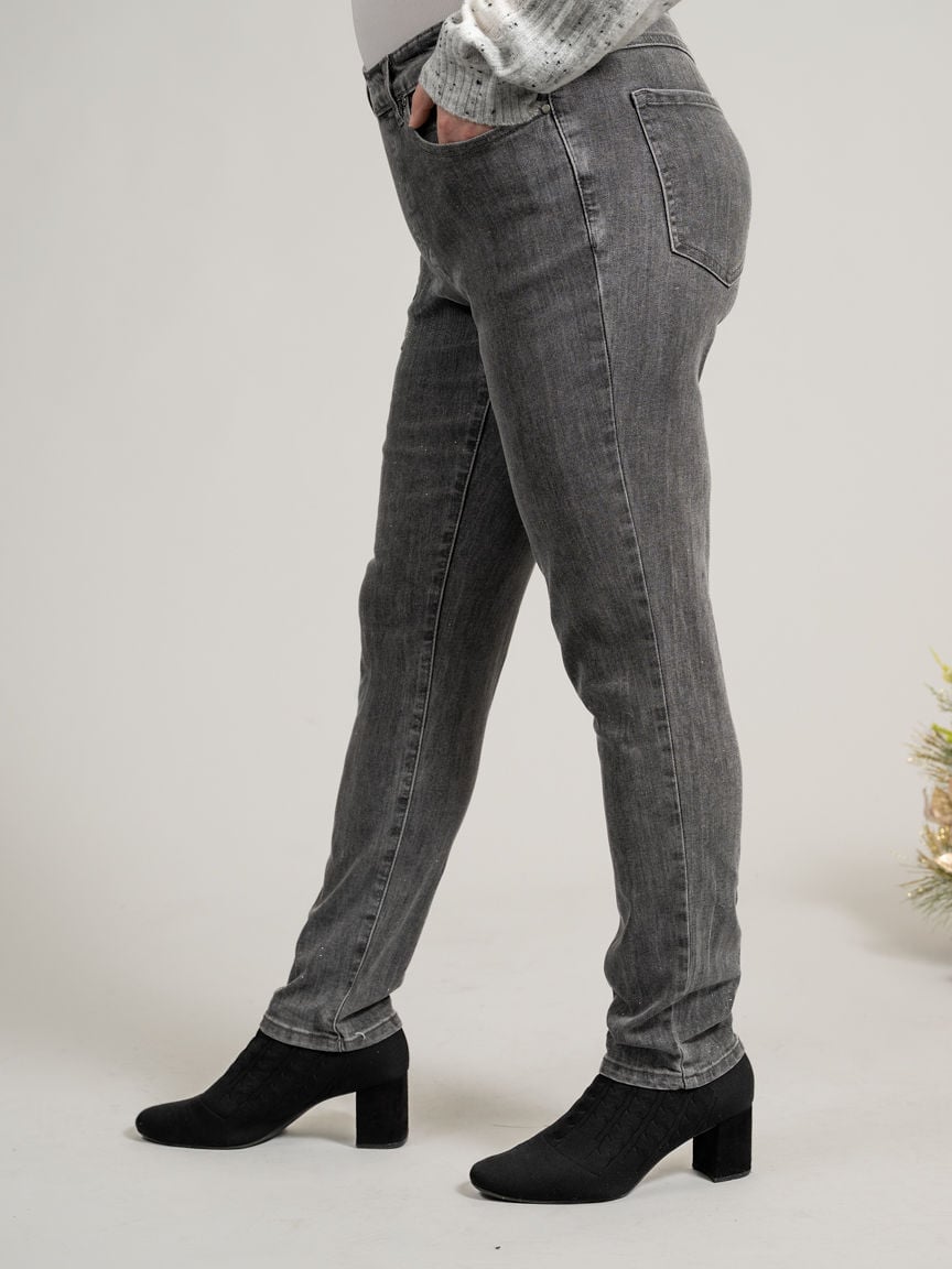 Audrey Mid Rise Slim Fit Sparkly Pull-On Jeans