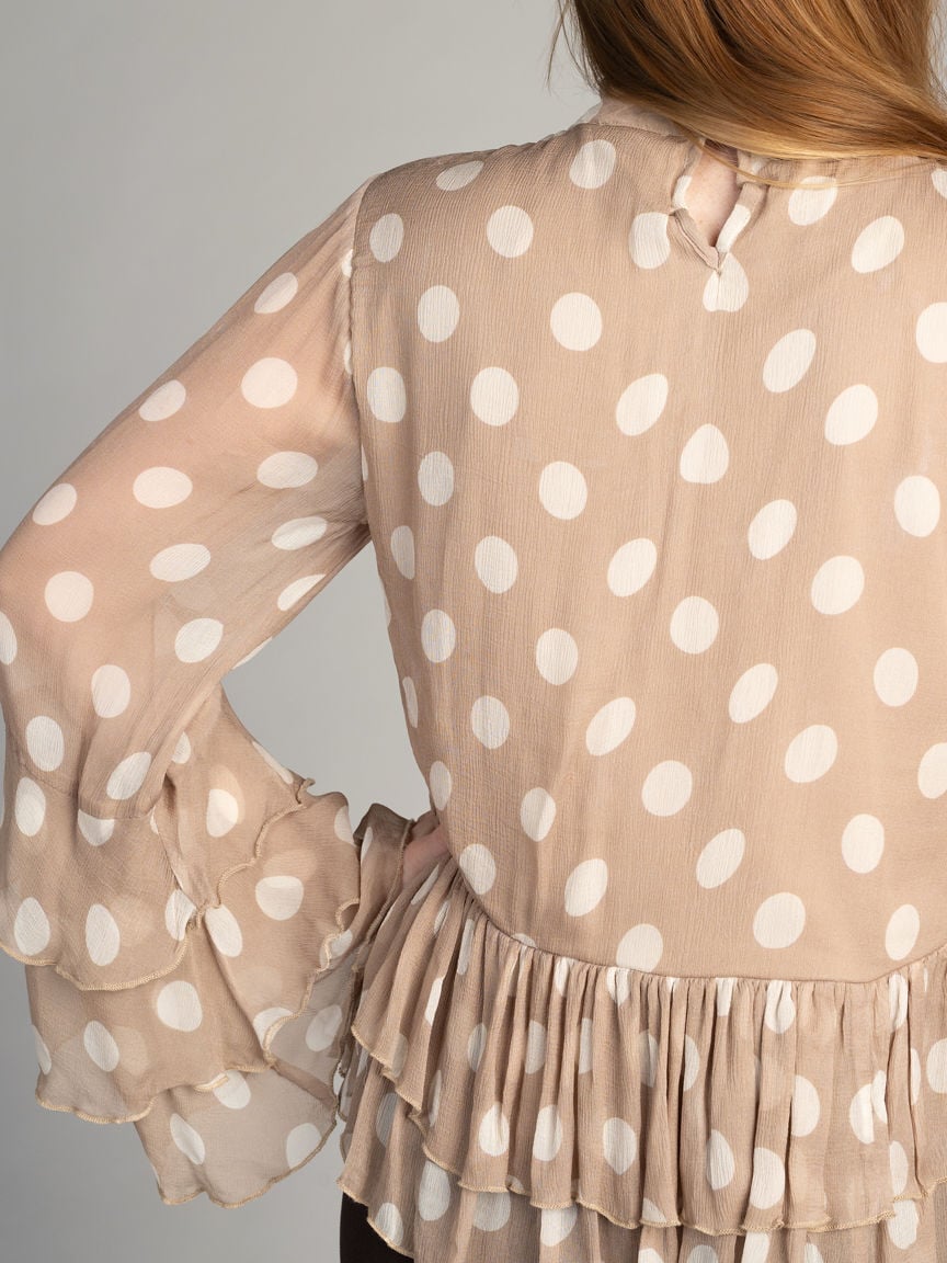 Mock Neck Ruffle Blouse
