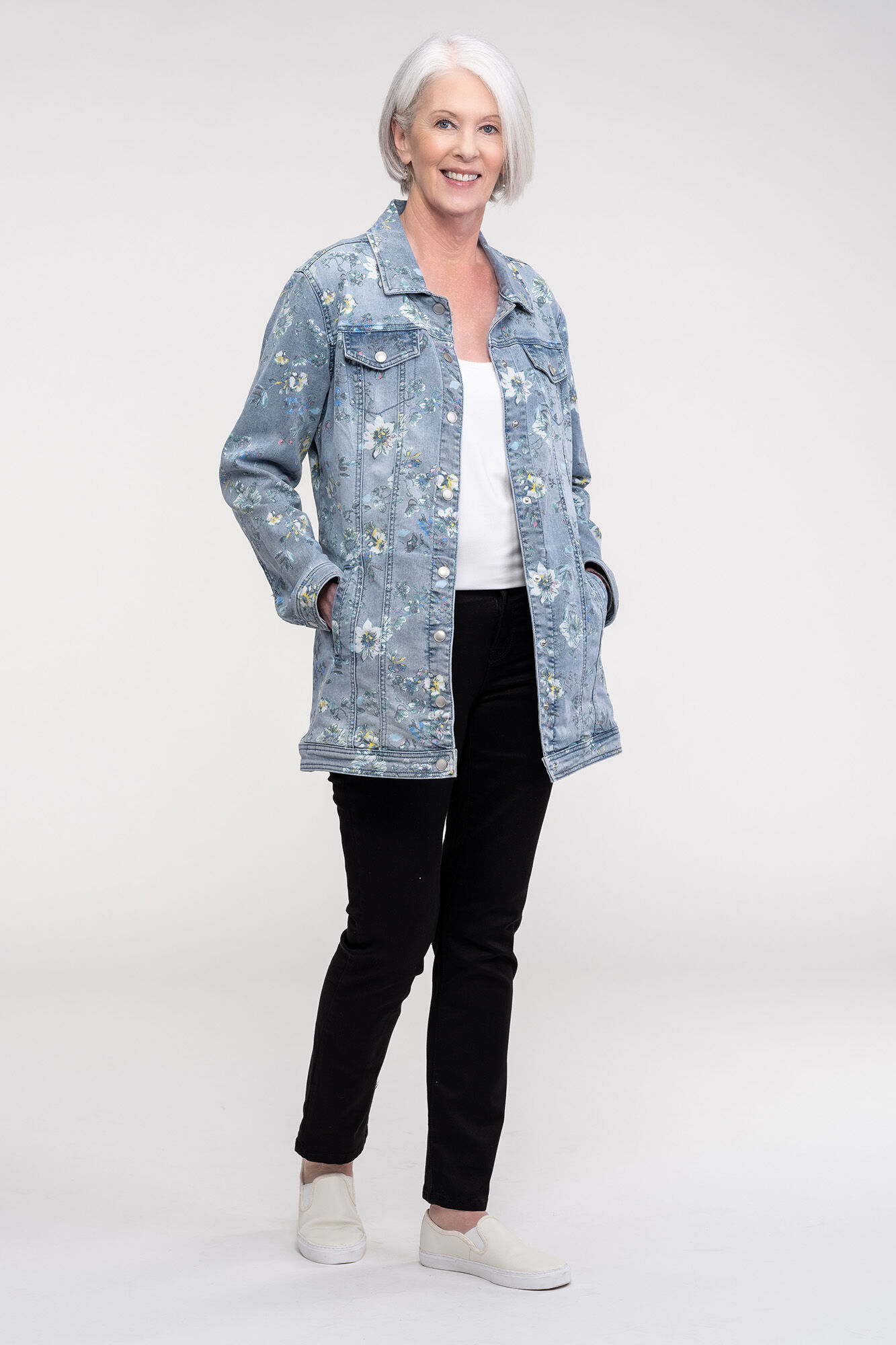 Floral Print Maxi Denim Jacket Image 1