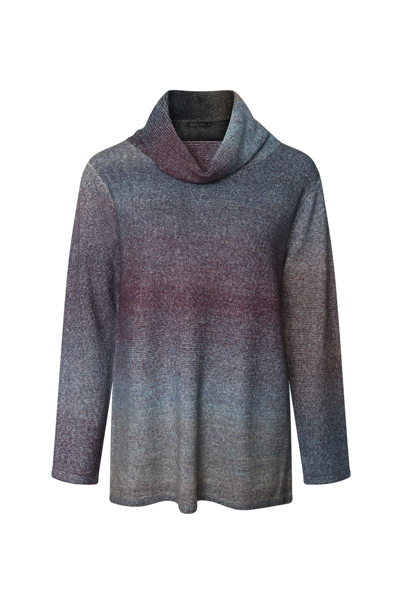 Ombre Knit Sweater with Cowl Neck Image 1