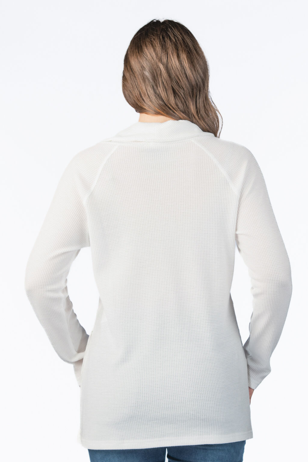 Waffle Knit Cowl-Funnel Pocket Shirt Image 2