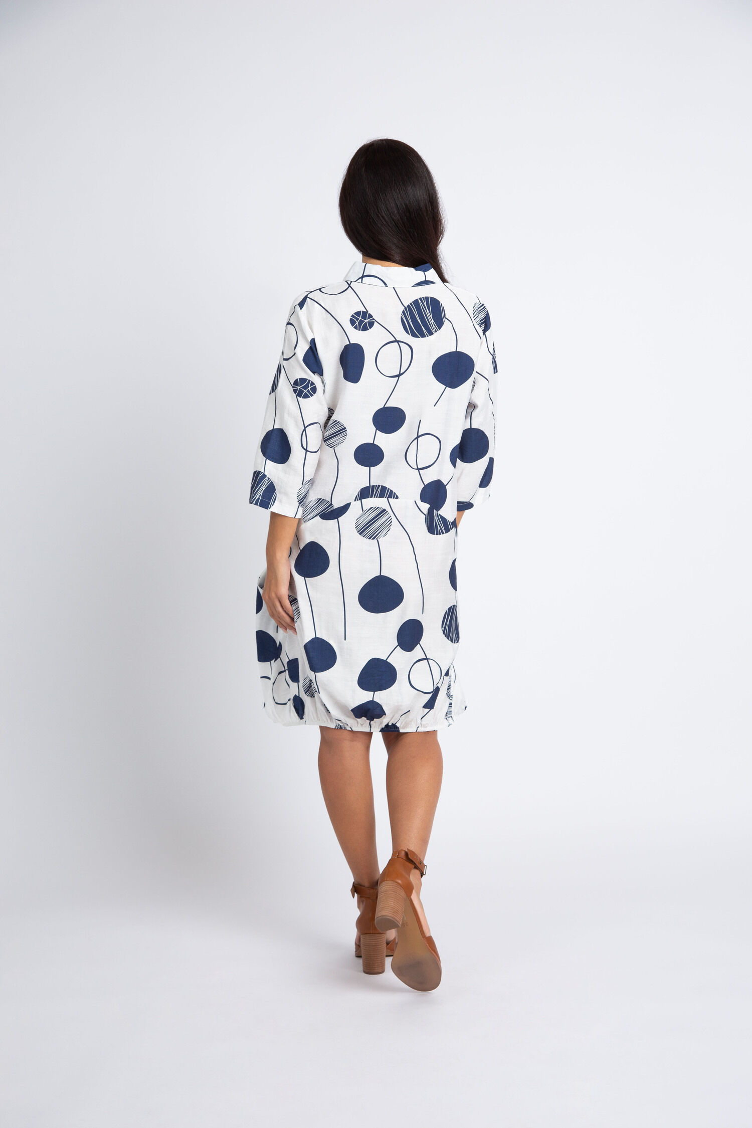 Three Quarter Sleeve Balloon Dress Image 3