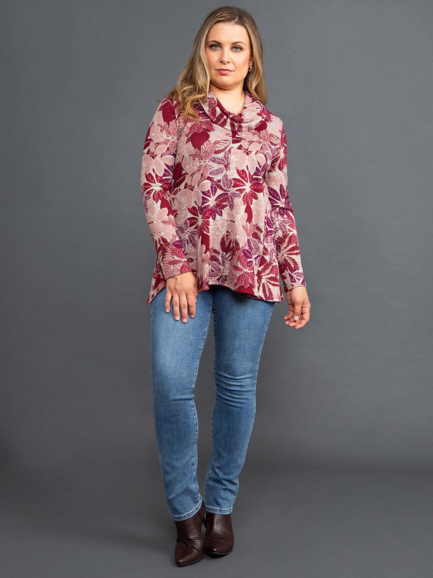 Long Sleeve Drop Cowl Neck Top