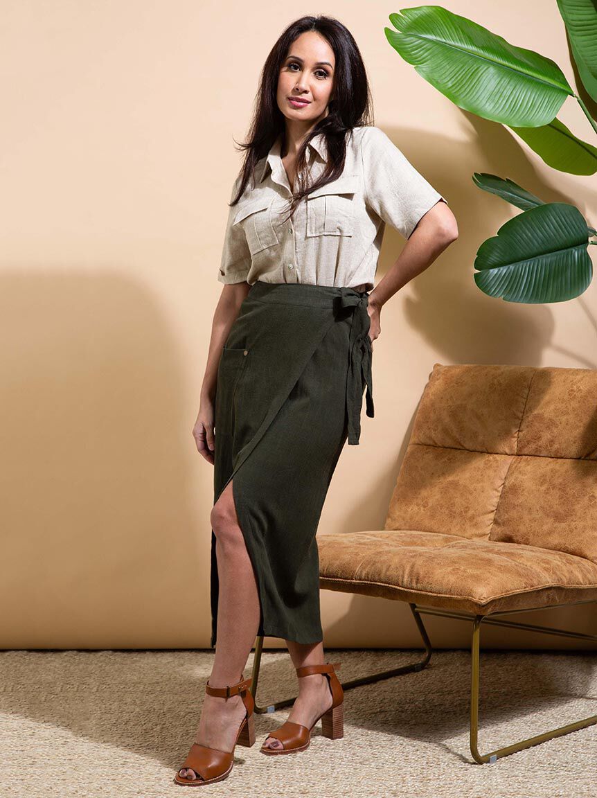 Button-Up Linen Blouse Image 1