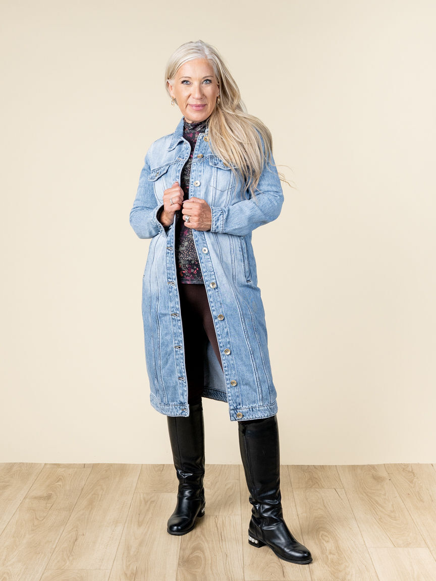 Long Denim Duster Jacket Image 6
