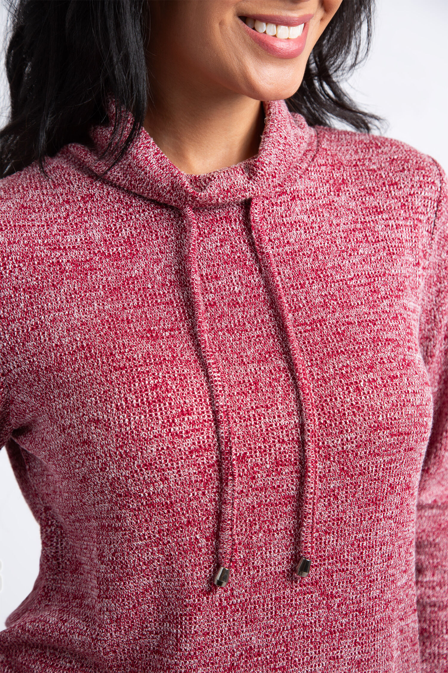 Cowl Neck Knit Sweater w/ Kangaroo Pocket     Image 4