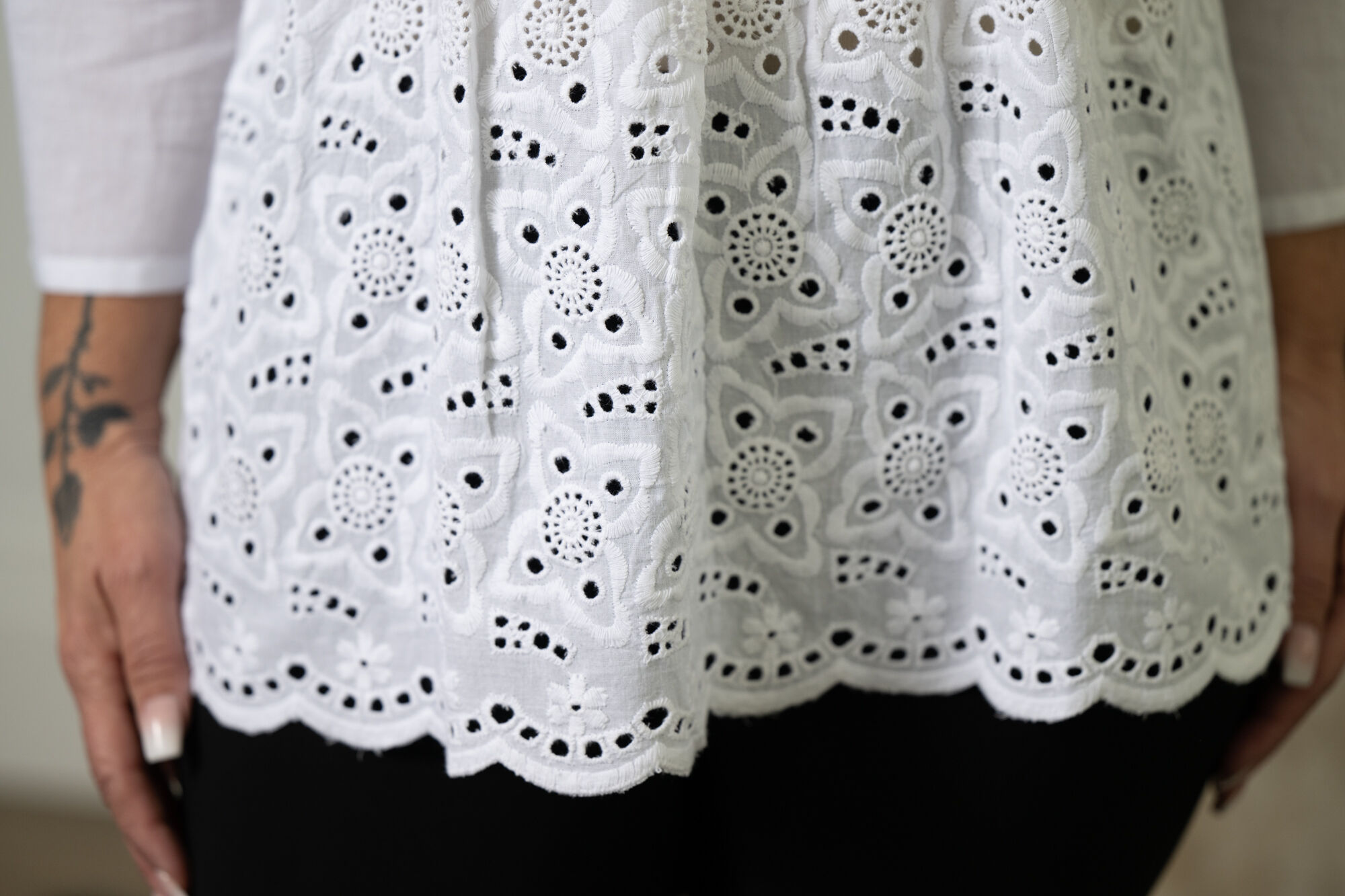Crochet Eyelet White Top Image 3