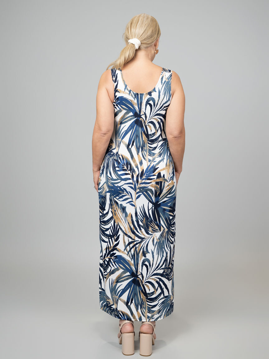 Long Luxe Sleeveless Dress with Side Slits Image 2