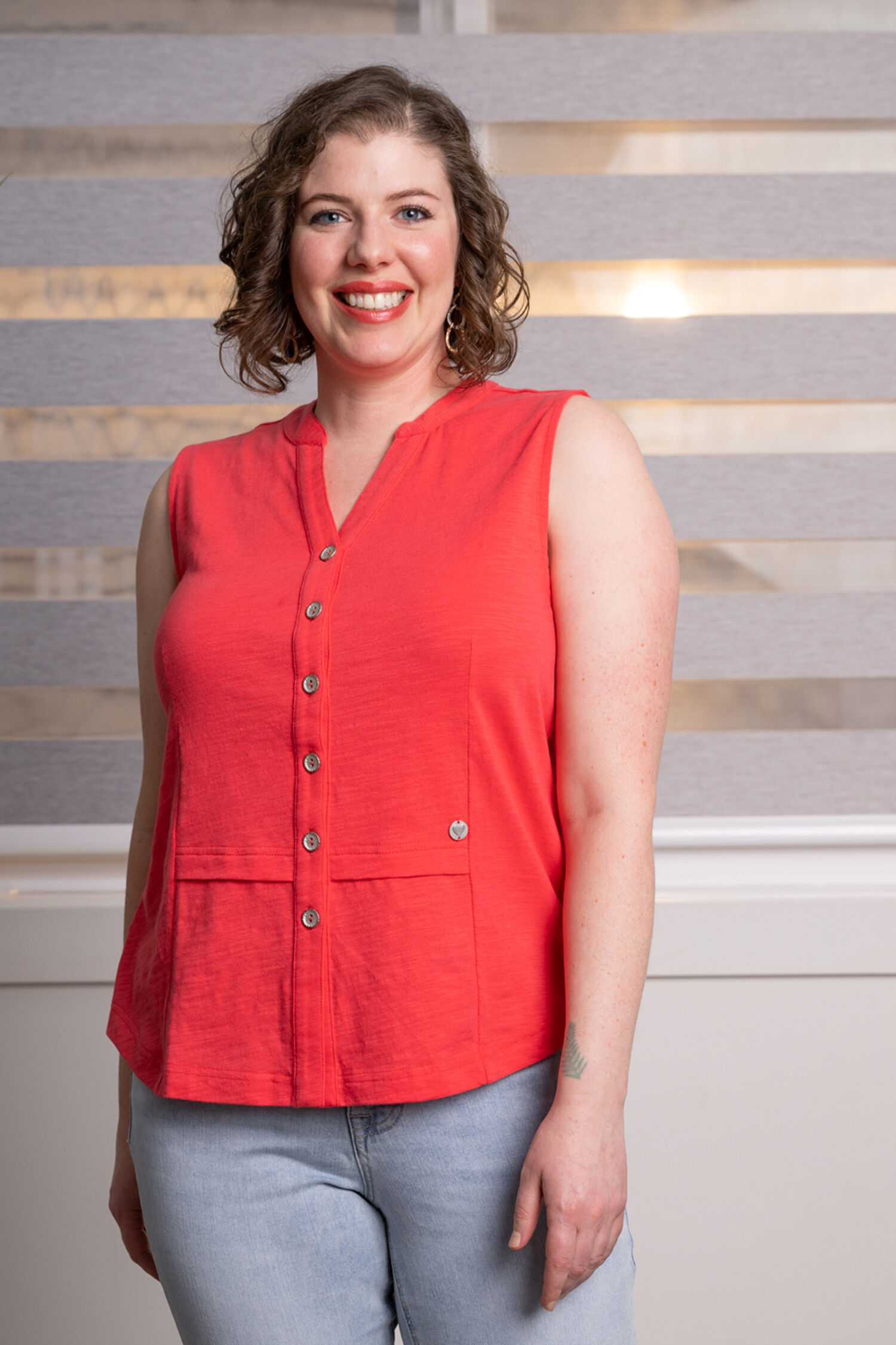 Button Front Sleeveless Top Image 2