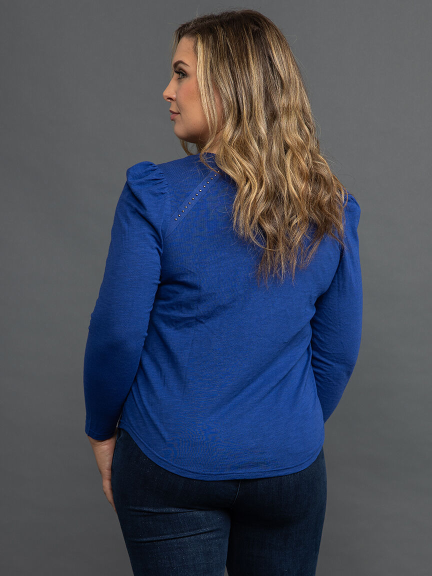 Studded Trim V-Neck Top  Image 4