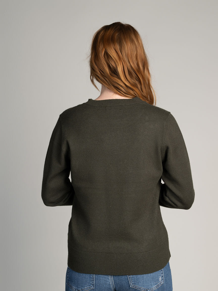 Embroidered Knit Crew Neck Sweater