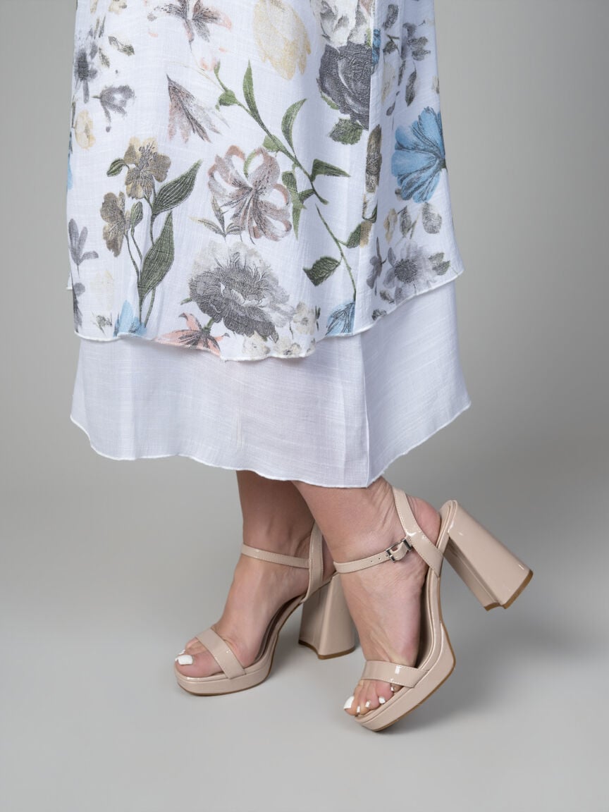 Sleeveless Layered Hem Midi Dress