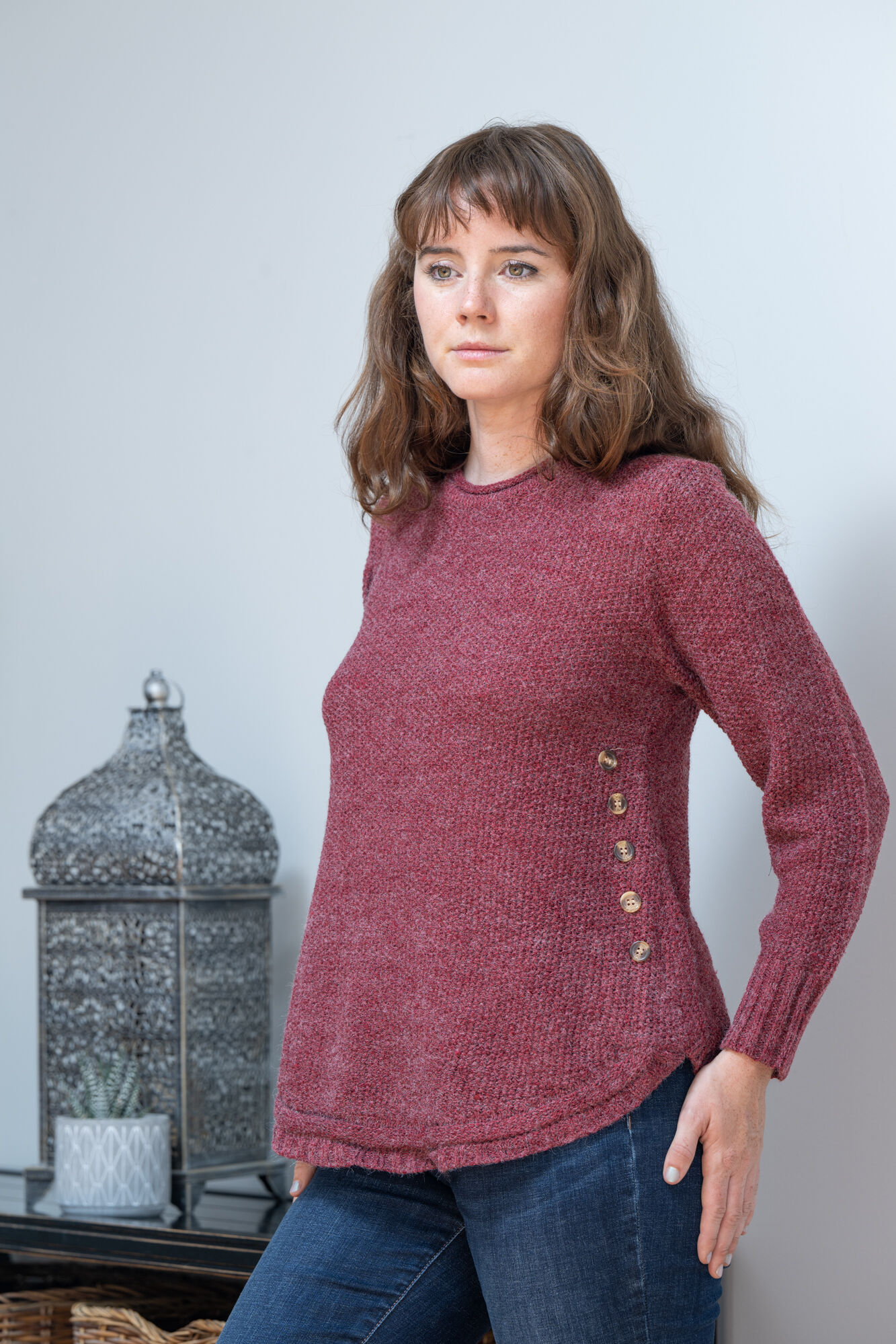 Shirt-Tail Side-Button Sweater Image 3