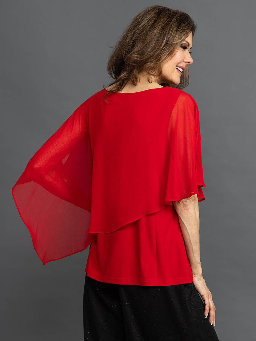 Rhinestone Asymmetrical Short Sleeve Blouse Image 4