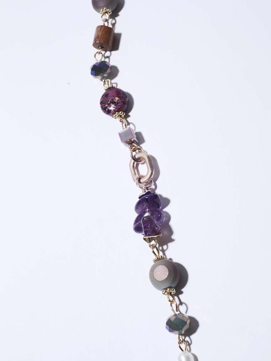 Necklace and Earring Set Long Small Beads and Stones  Image 3