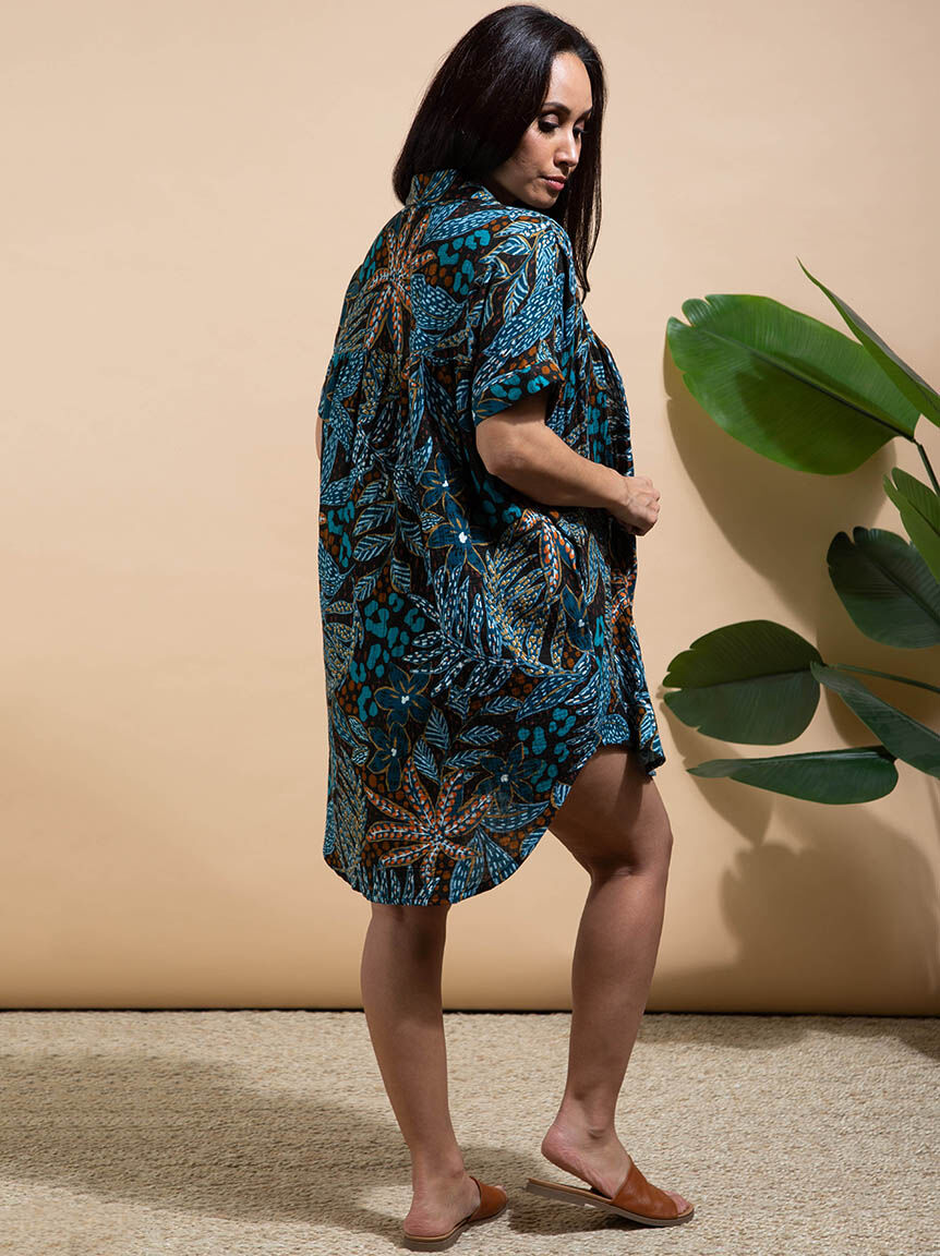 Cotton Gauze Dolman Shirt Dress Image 3