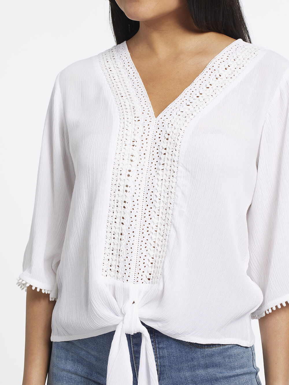 Eyelet Crochet Blouse Image 3