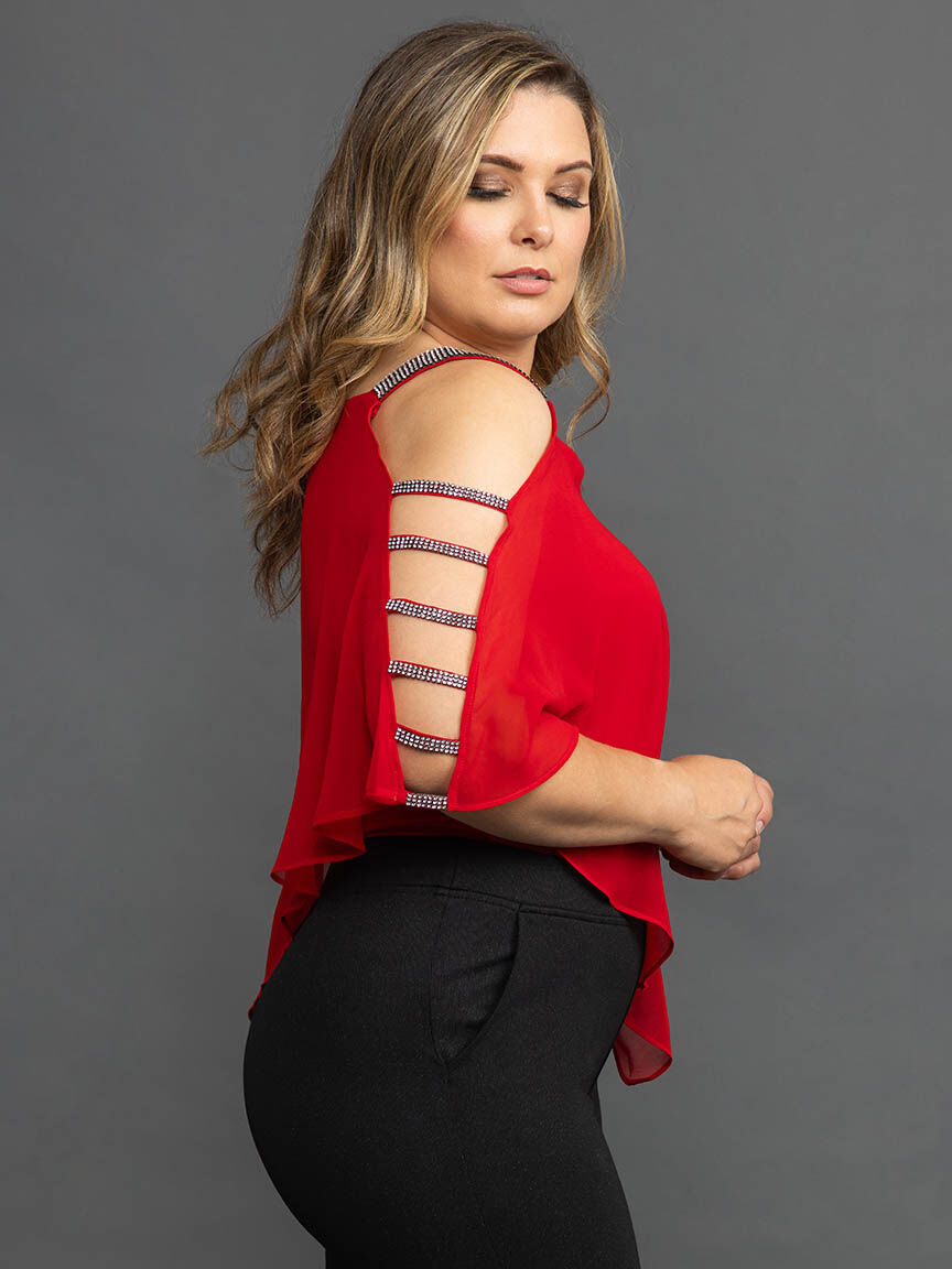 Sleeveless Blouse Jewel Strap Blouse Image 4