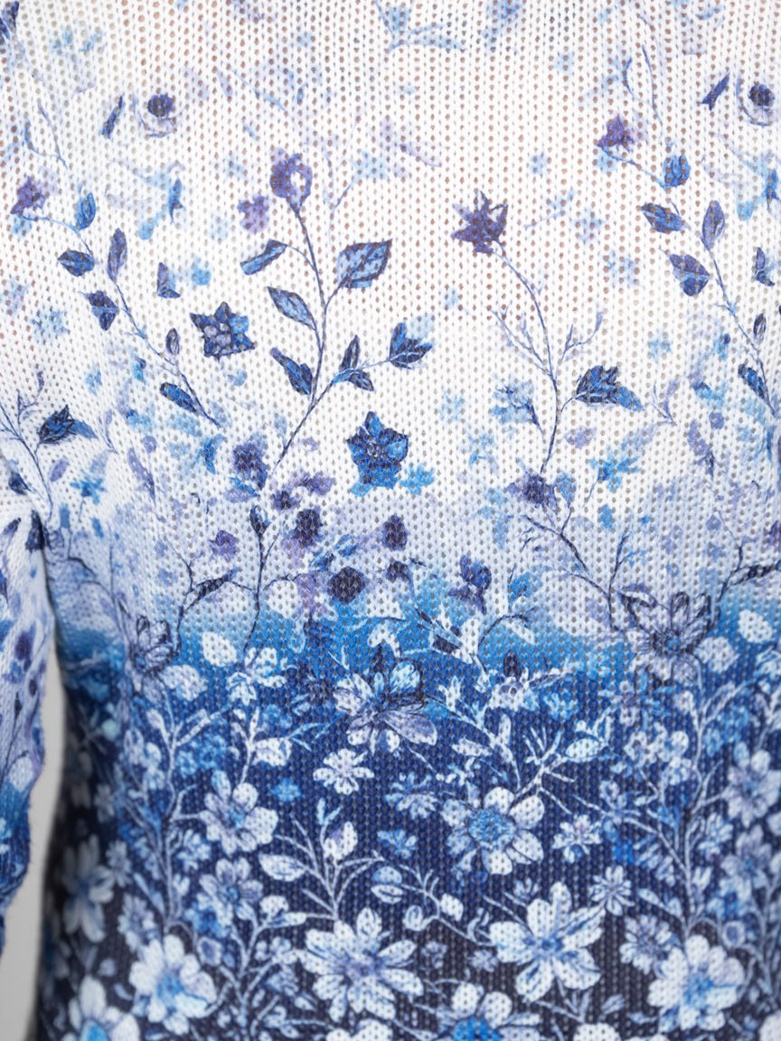 3/4 Sleeve Printed Knit Sweater