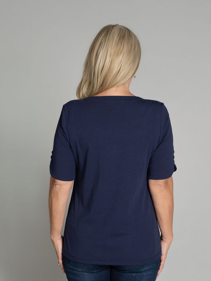 Round Neckline Short Sleeve Top Image 5