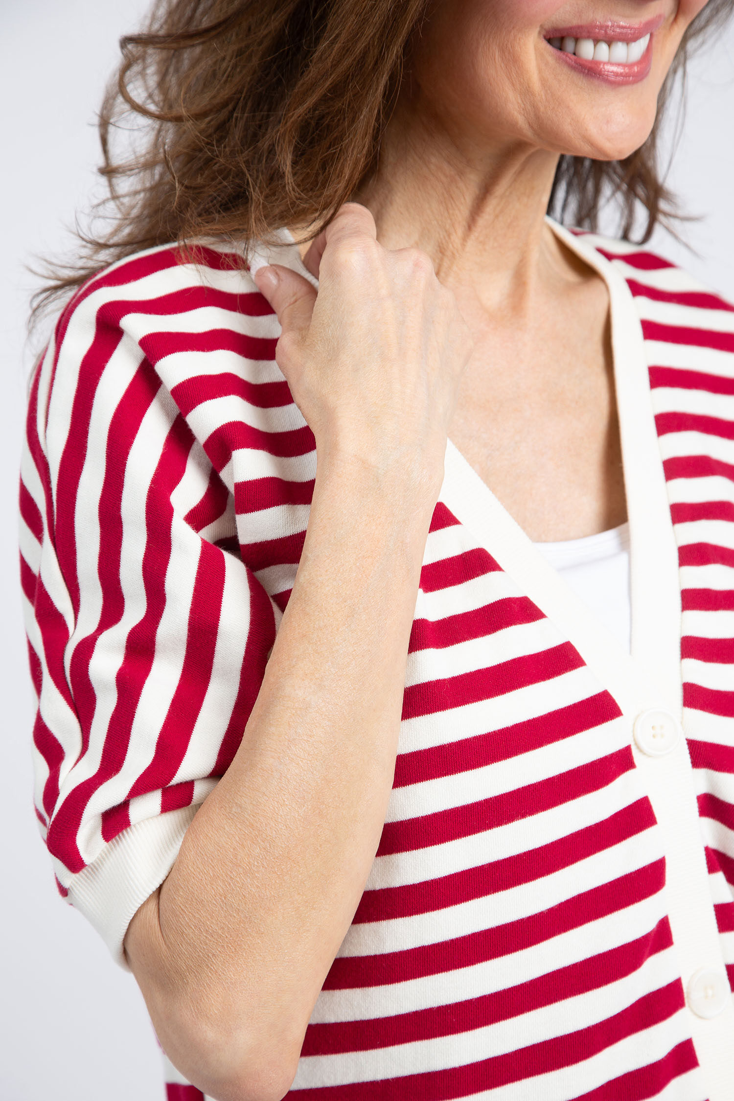 Cotton Elbow Sleeve Dolman Cardigan Image 4