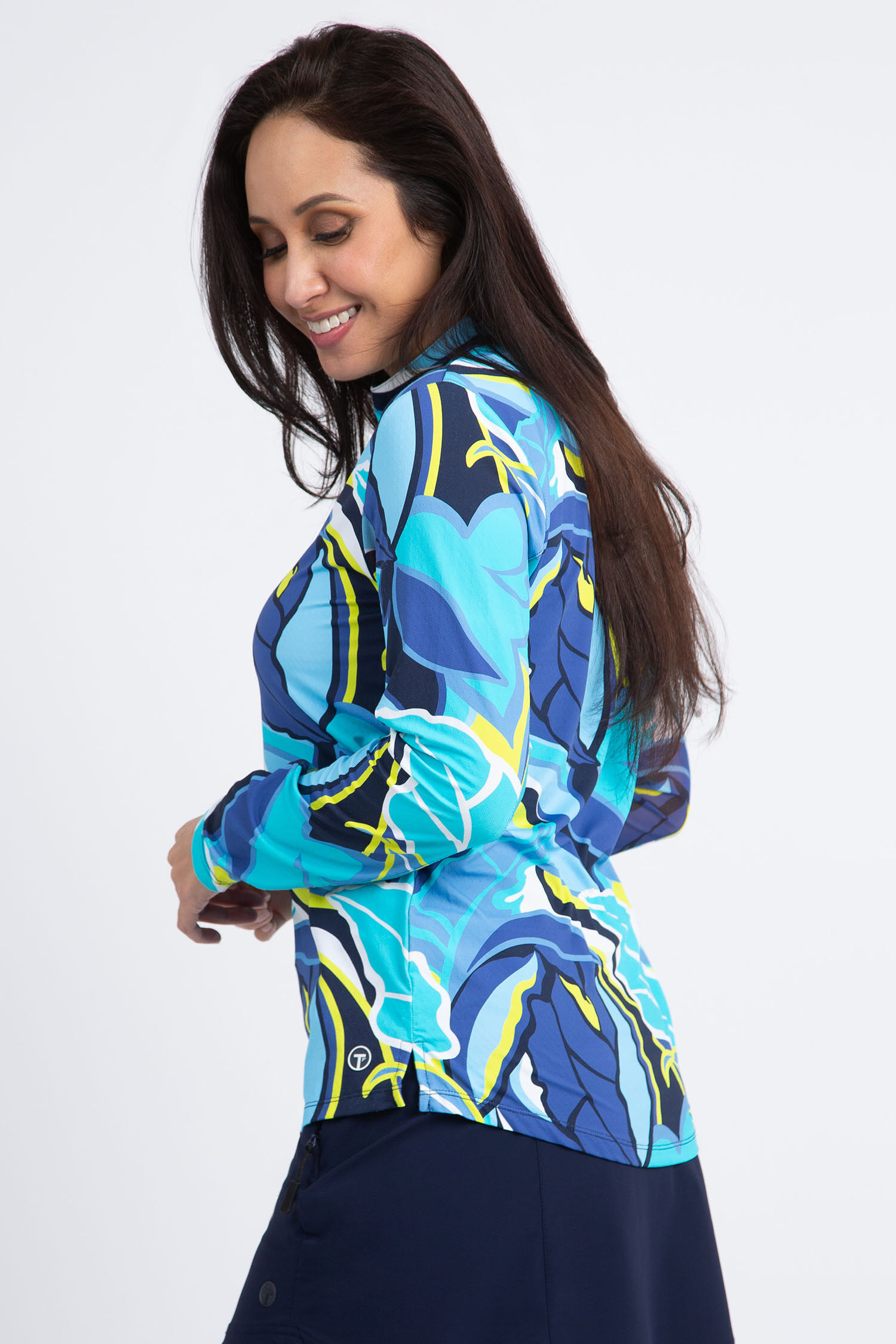 Printed Mock Neck Performance Golf Cardigan Image 2