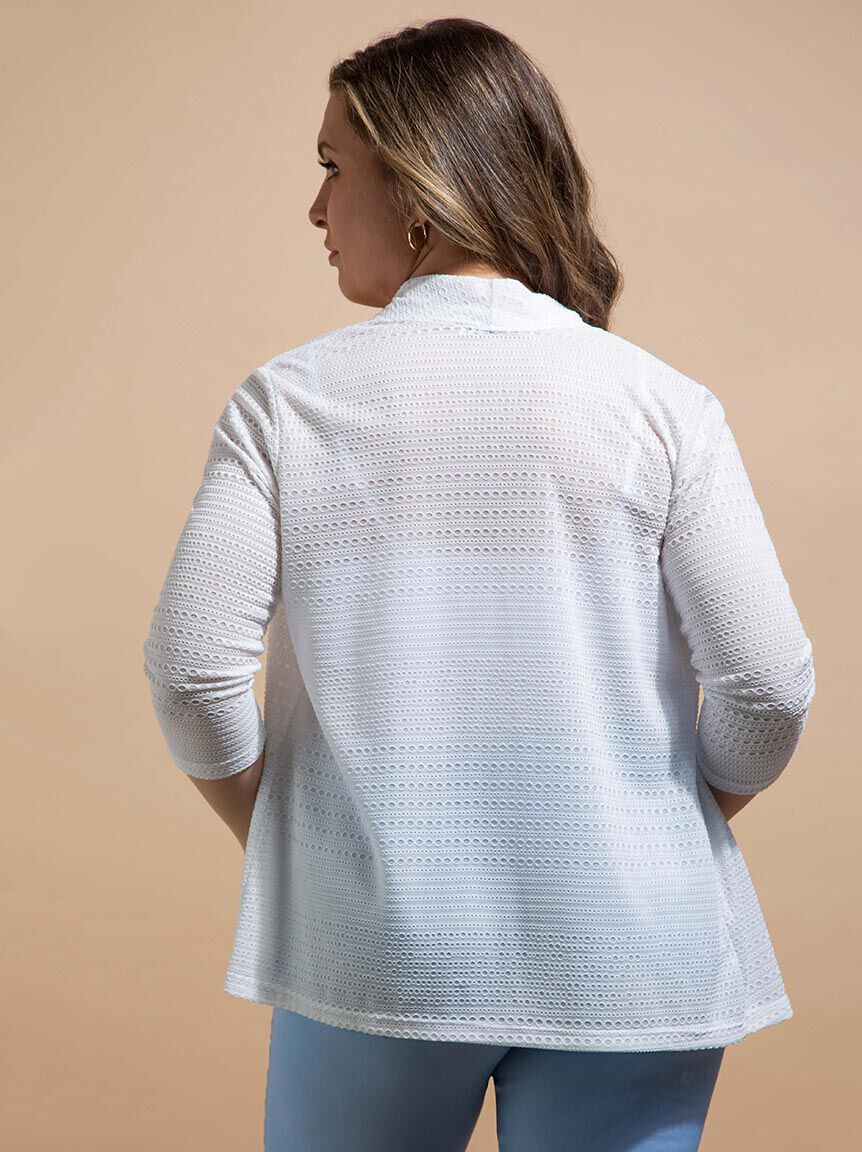 &frac34; Sleeve Eyelet Cardigan Image 3