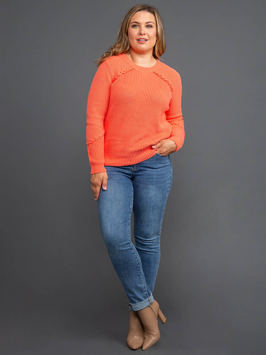 Crew Neck Sweater w/ Lace-Up Detail Image 1