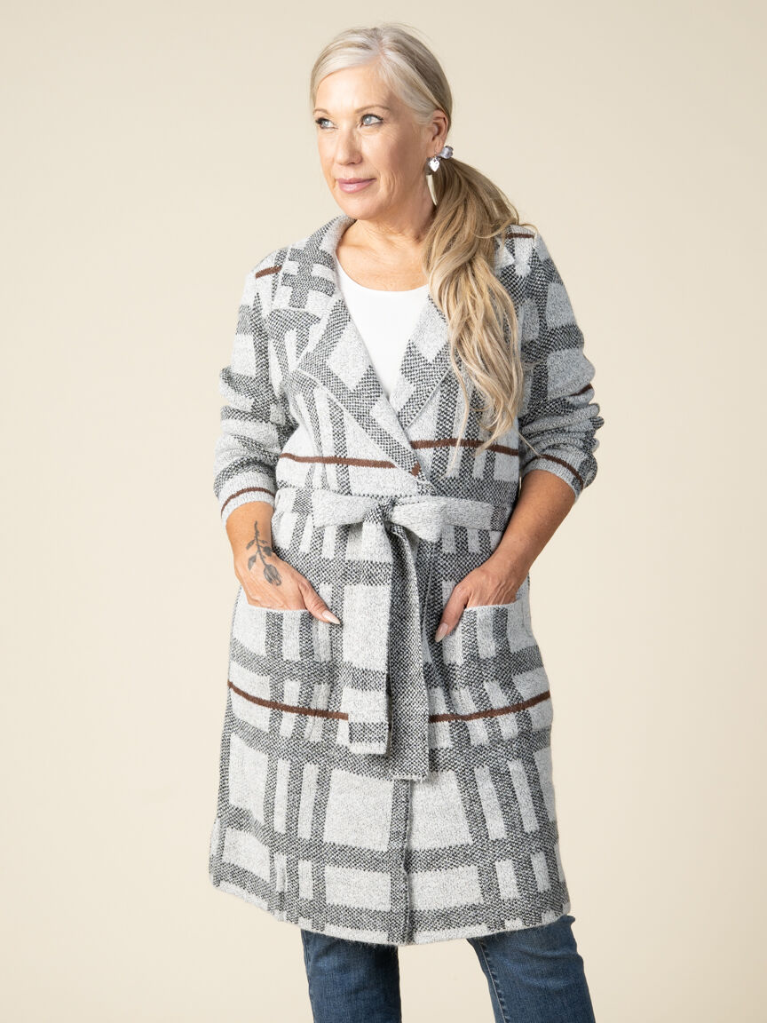 Long Sleeve Cardigan Sweater with Tie Belt