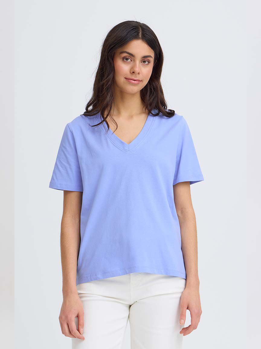 Short Sleeve V-Neck Cotton Shirt
