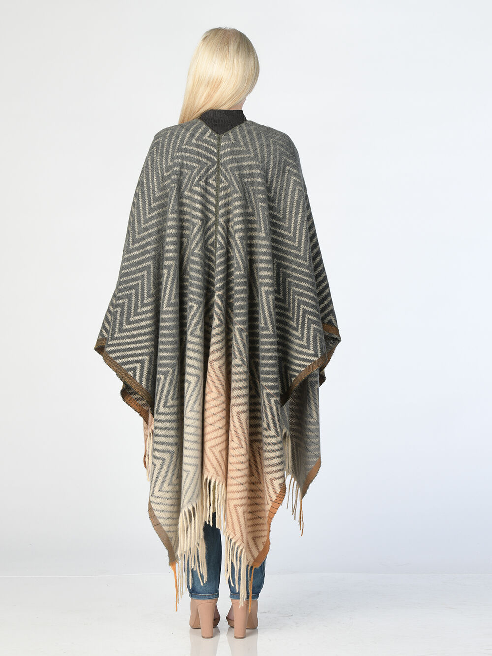 Herringbone Poncho Cape Image 2