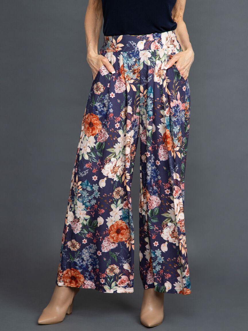 Wide Leg Floral Trousers Image 2