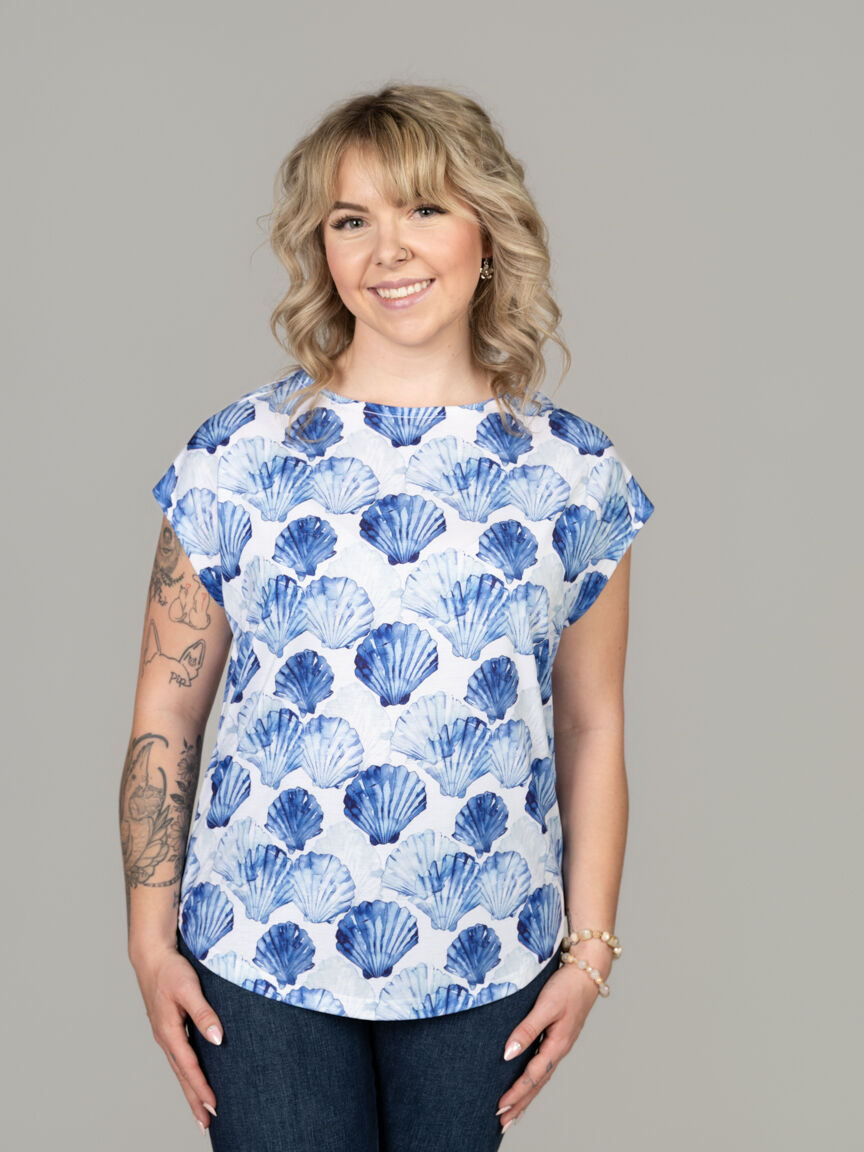 Short Sleeve Shell Print Top