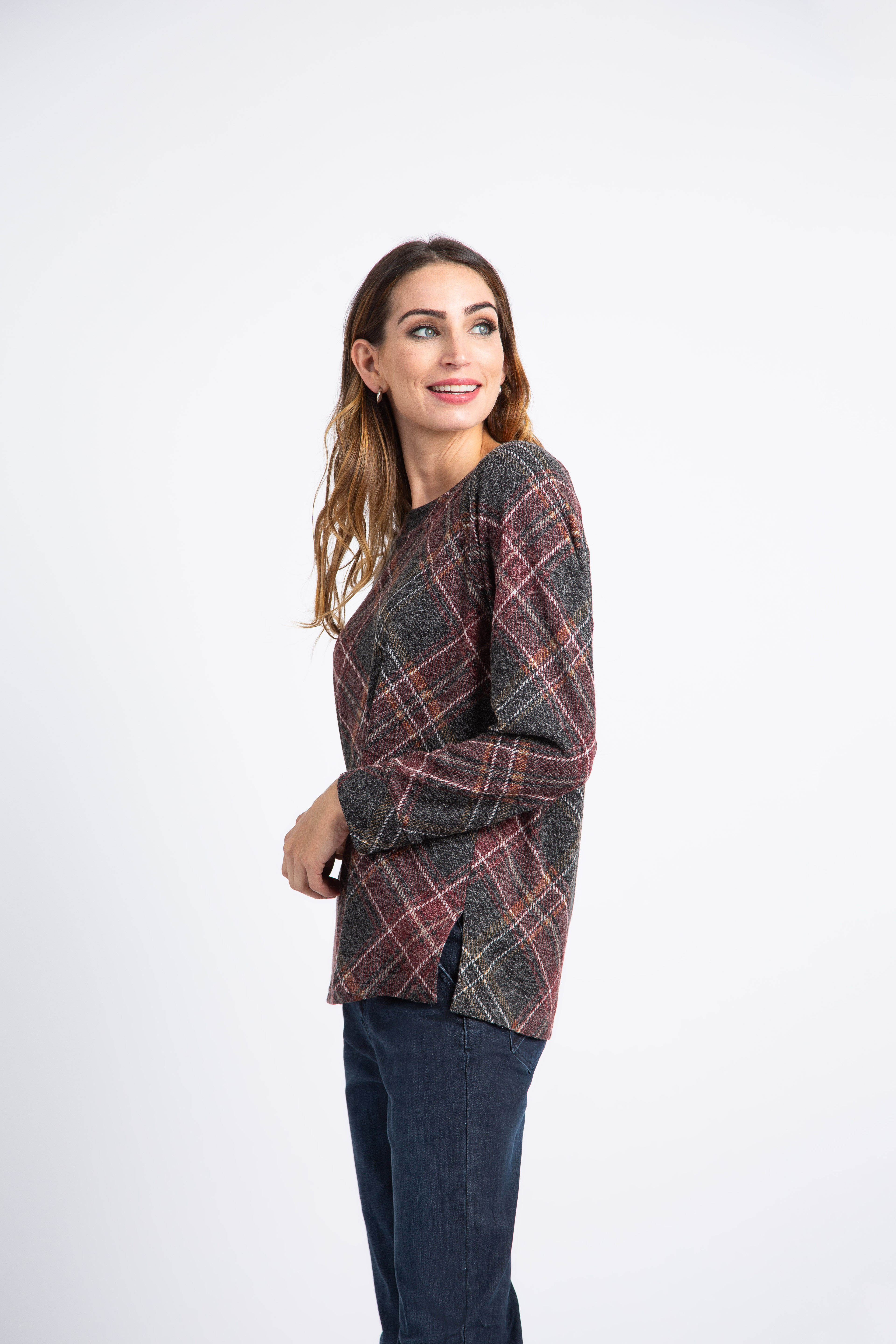 Plaid Raglan Top  Image 2