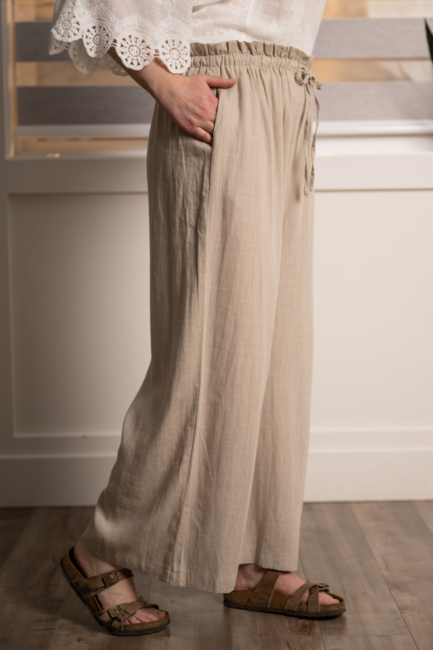 Wide Leg Linen Blend Pant Image 3