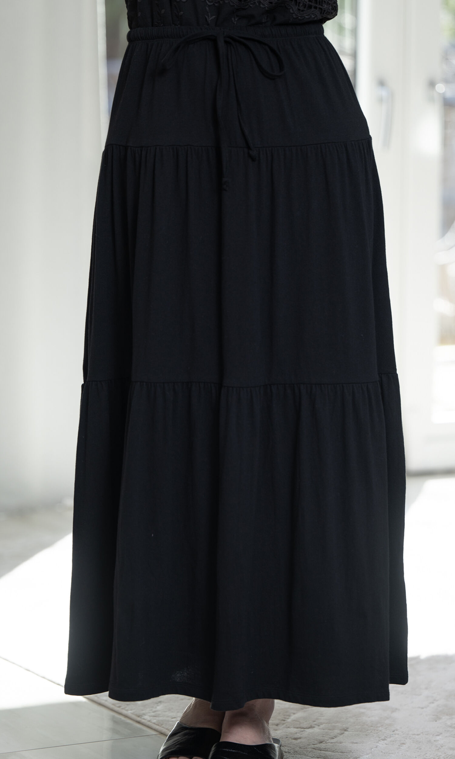 100% Cotton Tiered Maxi Skirt Image 2