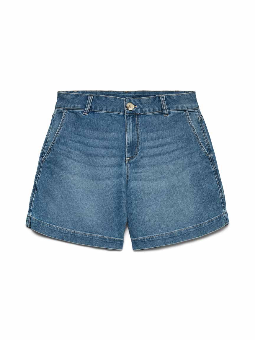 Midi Rise Denim Shorts