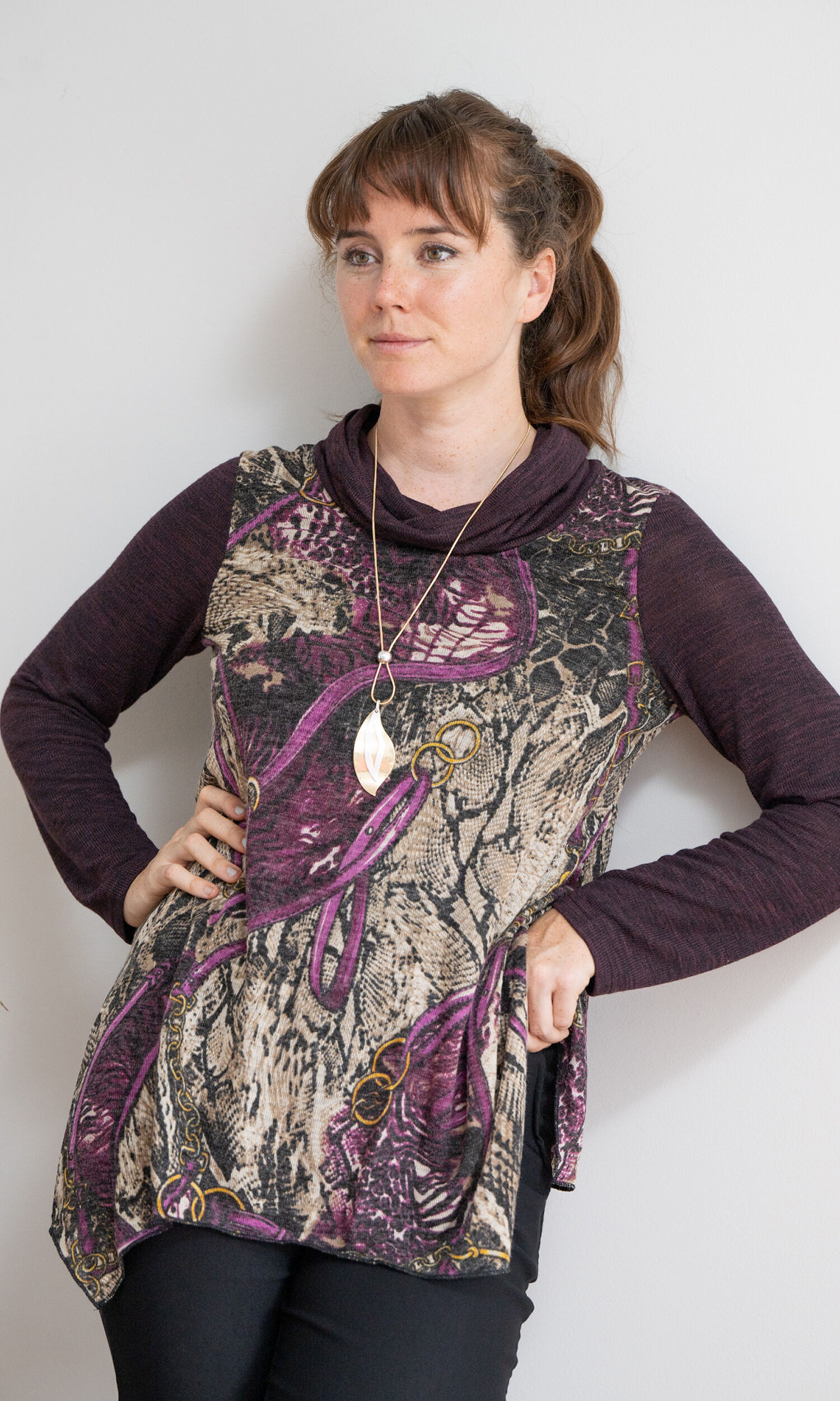 Violet Cowl Handkerchief Tunic Image 1