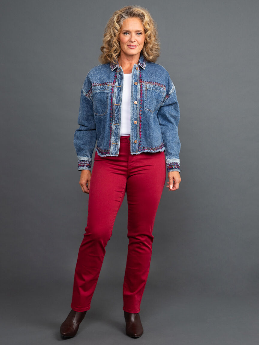 Embroidered Denim Jacket Image 1