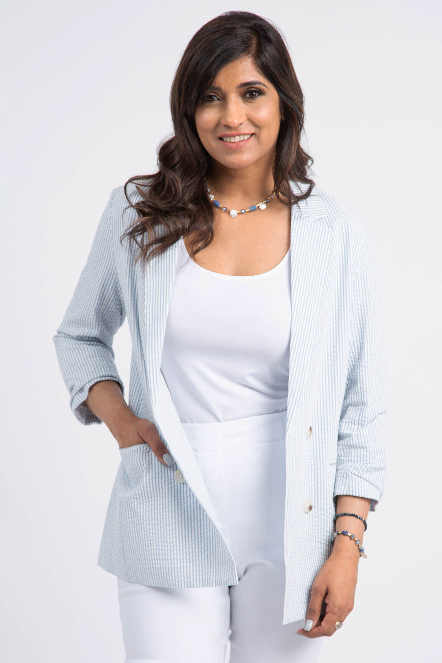 Cotton Faux Double-Breasted Blazer Image 1