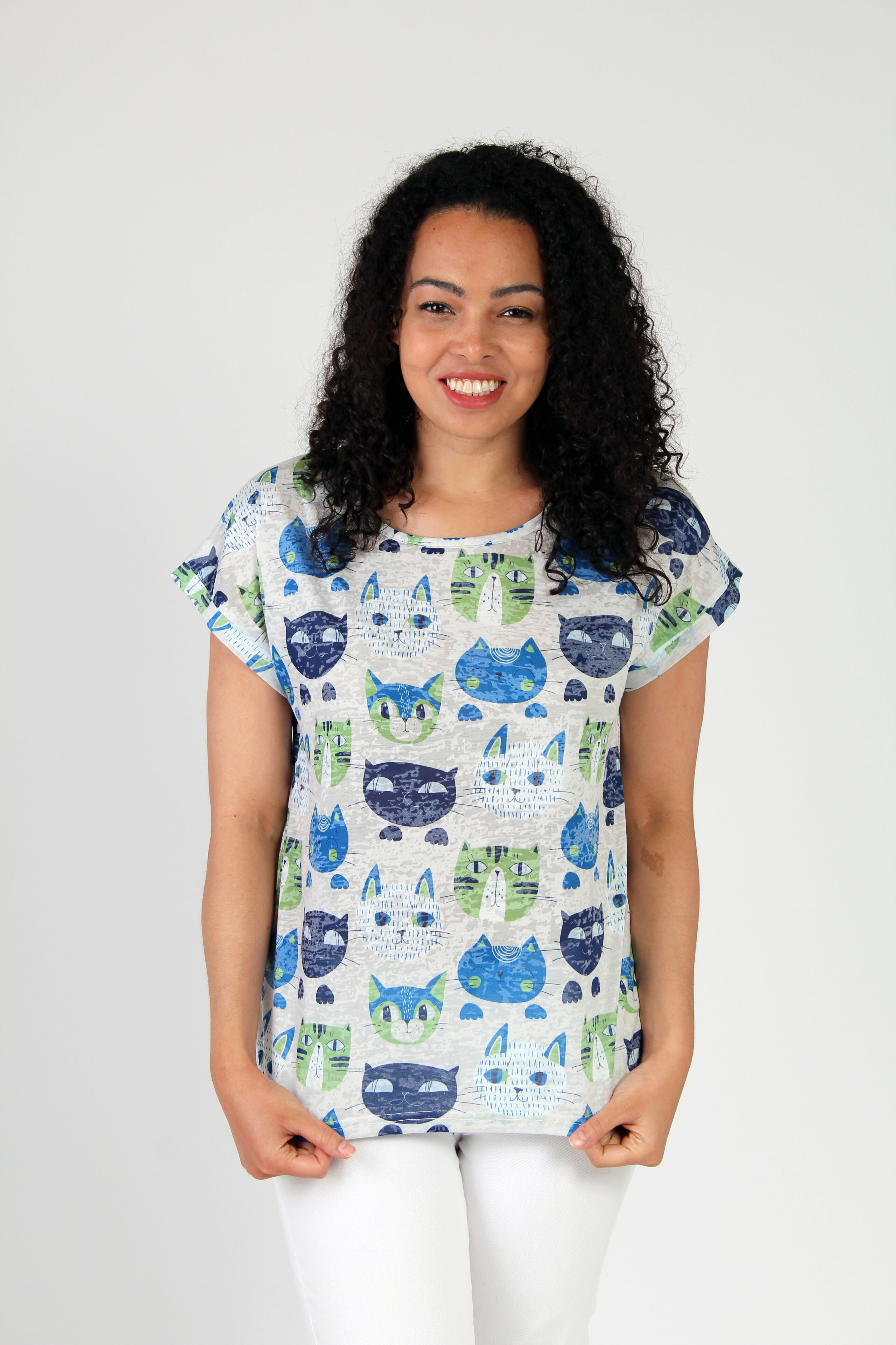 Cat Print Burnout Tee Image 1