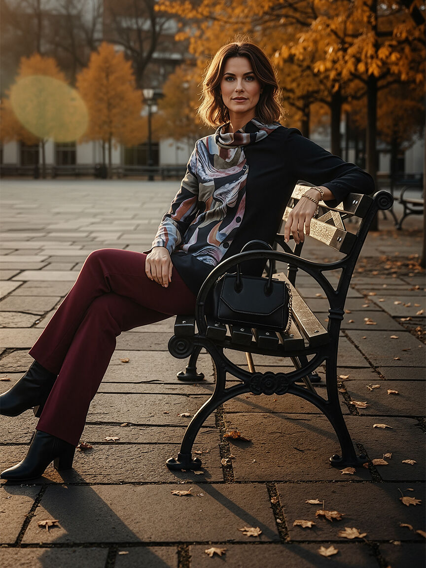 Long Sleeve Mock Neck Top with Buttons