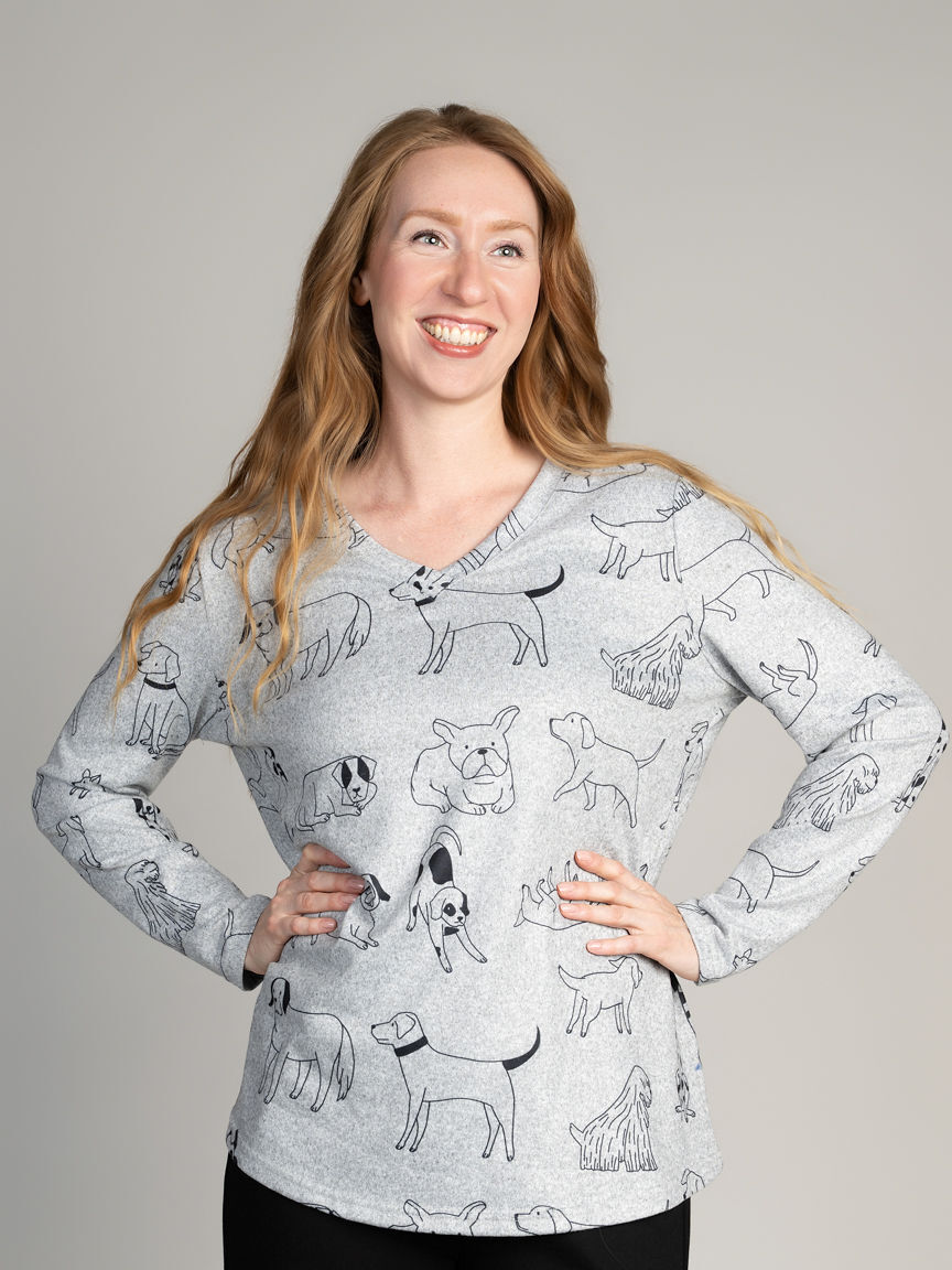 Long Sleeve Dog Print Top
