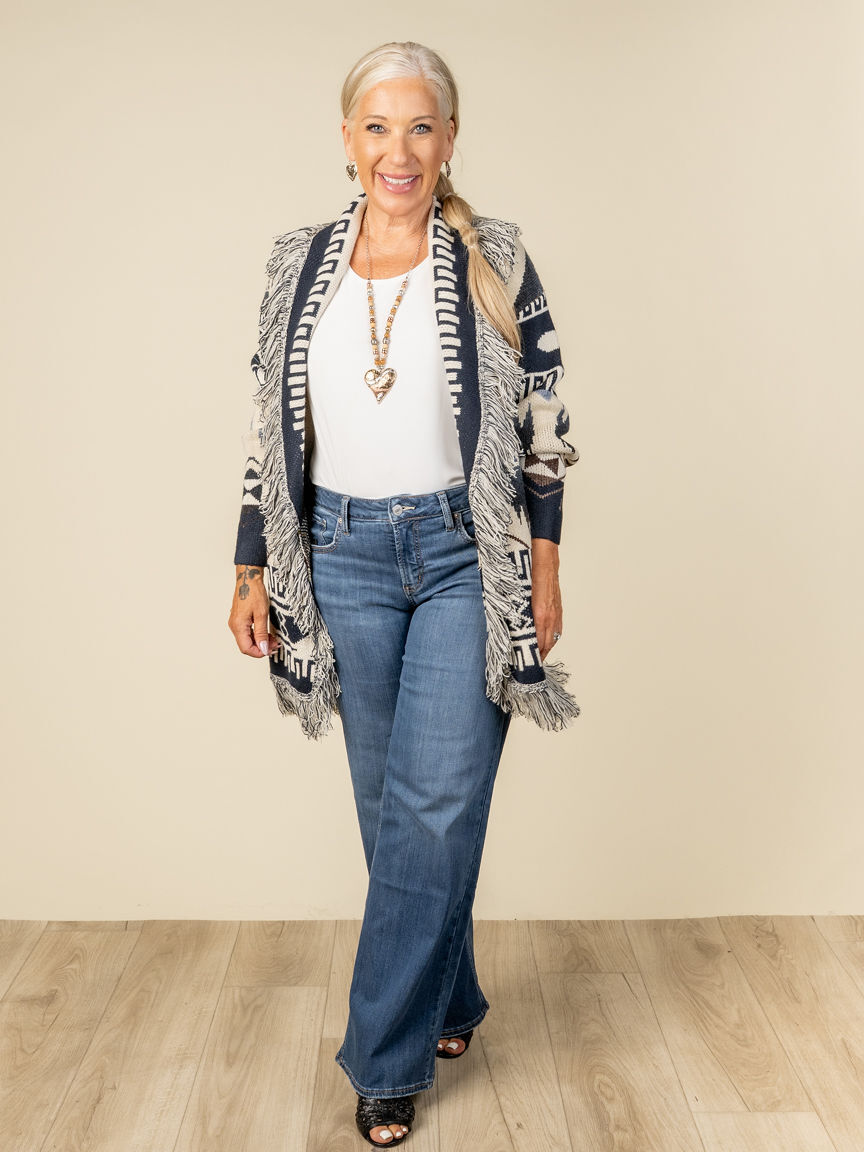 Collared Cardigan With Fringe